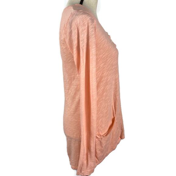 Left of Center Henley Top Anthropologie Button Scoopneck Tunic Pink Womens XS - Picture 4 of 10